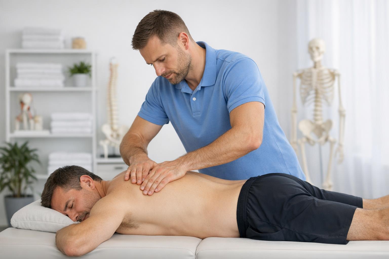 Zdjęcie: fizjoterapeuta prowadzący terapię manualną pacjenta